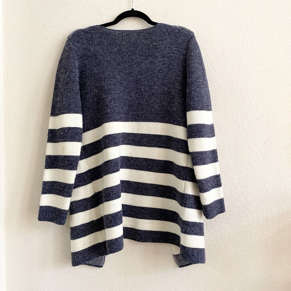 Baciano Stripe Print Open Gray Front Sweater Jack… - image 6
